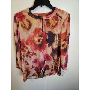 Liz Claiborne Size Medium Long Sleeve Floral Top NWT